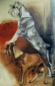 Wz 0557 Goya --- Acryl, Bleistift, Ingrespapier auf Lwd--- 140 x 90 cm, 2000--- 
Privatbesitz