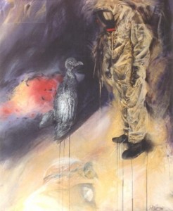 Wz 165 Blick auf den Ölvogel --- mixed media, Lwd | 145 x 125 cm, 1991