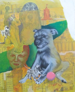 Wz 922 Meine Hunde, meine Frau, ... --- mixed media, Lwd | 145 x118.5cm, 2008