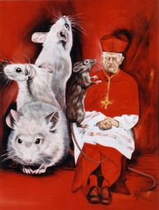 Wz 345 Bedrängter Kardinal --- mixed media, Lwd | 160 x 125 cm, 1995