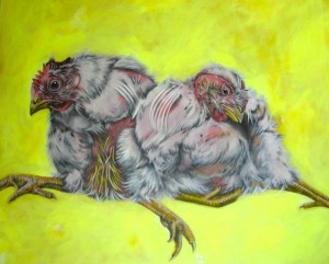 Zweimal die Hühnerbrust, bitte --- Zeichnung, Lwd | 115 x 95 cm, 2011-14