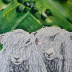 Wz 1101 Schafswelt---Zeichnung, Acryl, Lwd | 90x 80 cm, 2019