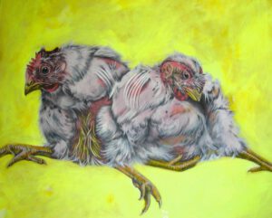 Wz 0992 „Zweimal die Hühnerbrust, bitte“--- Zeichnung, Acryl, Lwd | 115 x 95 cm, 2011 - 2014